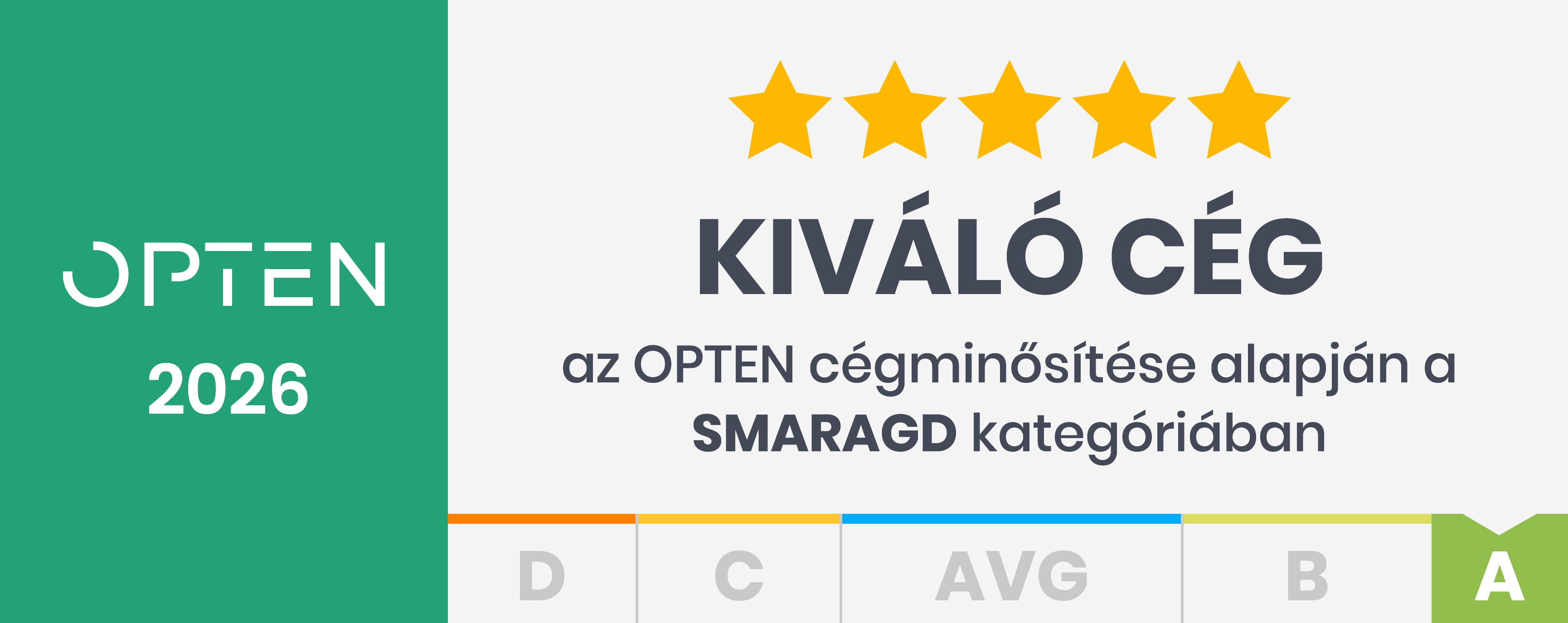 Opten Kiváló Cég minősítés